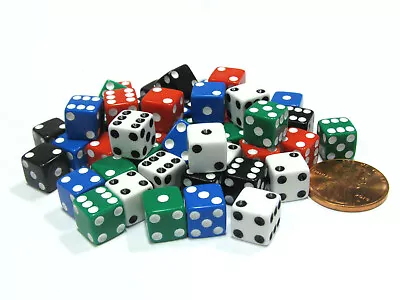 Pack Of 50 8mm D6 Small Square-Edge Dice 10 Of Each: Red White Blue Green Black • $13.99