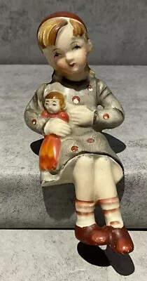 Shelf Sitter Porcelain Girl With Doll Made In Occupied Japan • $22
