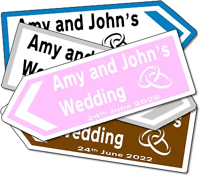 £6.50 • Buy Personalised Aluminium Metal Road Direction Style Wedding Sign - Various Colours