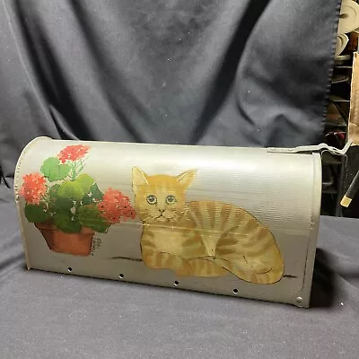 Vintage Steel Rural Mailbox With Hand Painted Cats Both Sides. 19”x 9”x6” • $45