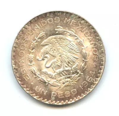 1964 Mexico Silver One Peso Nice Original Toning Free Shipping • $10