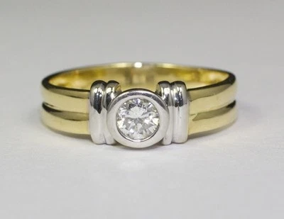 £934.54 • Buy 14k Yellow Gold White Round Diamond Solitaire Engagement Ring .35ct H-Si1 Size 8
