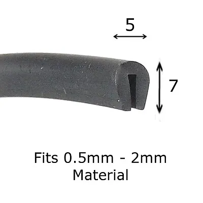 Black Rubber U Channel Edging Trim Seal 7mm X 5mm Price Per Metre • £3.49