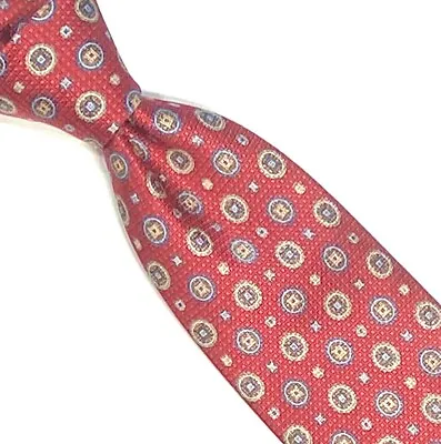 Robert Talbott 7-Fold Tie Ltd. Ed. 100% Silk Printed Red Medallions NEW $325 • $129