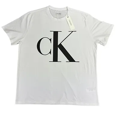 Calvin Klein Mens Monogram Logo Graphic Short Sleeve T-Shirt White XL • $24.97