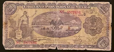 Gobierno Provisional De Mexico 1915 $2 Mexican Pesos Bill From The Revolution • $0.96