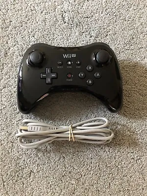 Official OEM Nintendo Wii U Pro Black Wireless Controller And Charger WUP-005 • $43.99