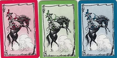 HORSES - Set Of 3 Miniature   Single Vintage  Playing Cards # • $0.99