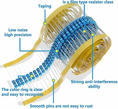 20 PCS 1/2 W(0.5 Watt) 1% Metal Film Resistors Over 200 Various Value YOU CHOOSE • $4.39