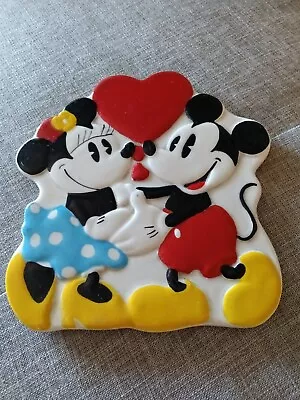 Vintage Disney Treasure Crafts Mickey & Minnie Ceramic Trivet Kitchen Decor • $23.99