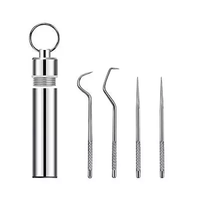 4 Pcs/set Portable Stainless Steel Pocket Set Reusable Metal Toothpicks Holde... • $14.97