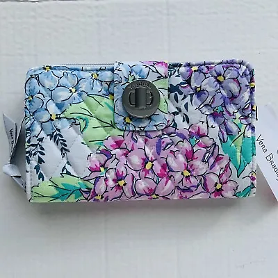 Vera Bradley RFID Turnlock Wallet HAPPY HYDRANGEAS $75 ~ NWT • $37.95