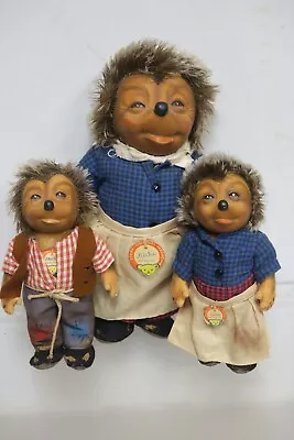 Vintage Tagged Trio Steiff Hedgehog Family Of Three - 1950's Micki & Mecki • $54.99