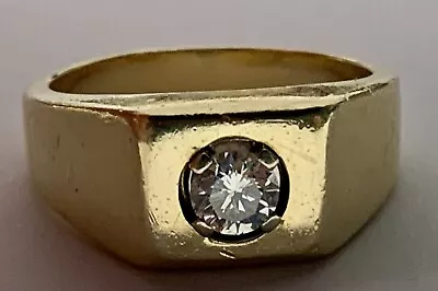 Men’s Diamond Ring Solid 14k Yellow Gold VintageEstate Rare Fluorescent Color • $1175