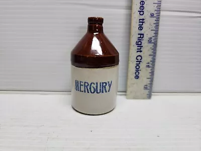 Vintage Advertising Crock No Chips Mercury Pharmacy Hat Maker Empty Milliner • $165