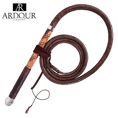Genuine Leather Australian Stock Whip With 18 Inches Fine Wood Handle And 8 Feet • $63.74