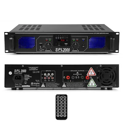 Skytec SPL-2000 Power PA Amplifier DJ Amp Mobile Phone Cable 2000 Watt UK Stock • £185