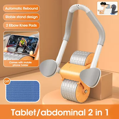 Abdominal Wheel Automatic Rebound Elbow Support Fitnes AB Roller Wheel Anti-Slip • £17.99