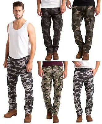 £14.99 • Buy Mens Army Cargo Combat Camouflage Trouser 100%Cotton Pant Straight Leg Work Wear