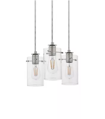 Hampton Bay Regan 3-Light Brushed Nickel Kitchen Pendant Hanging Light  • $45