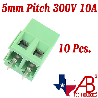 10PCS Green PCB Mount Screw Terminal Block Connector 2 Pin 5MM Pitch (KF128-2P) • $2