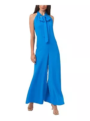 1. STATE Womens Blue Zippered Sleeveless Tie Neck Evening Wide Leg Jumpsuit S • $20.99