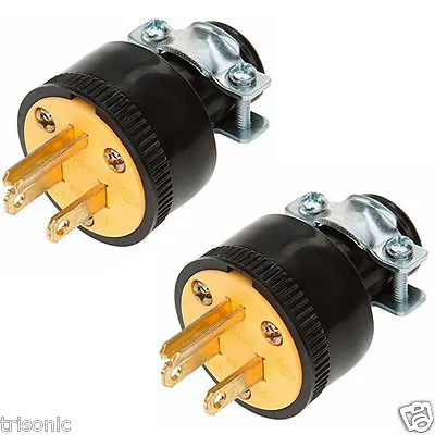 $9.88 • Buy 2pc Heavy Duty 3-Prong Male Extension Cord Electrical Plug Replacement 125V 15A