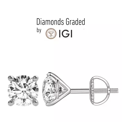 4.00 Carat E VS2 IGI Certified Lab Diamond Martini Style Studs 18K White Gold • $2168.10