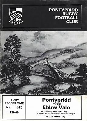 Pontypridd v Ebbw Vale 16 Apr 1988 Sardis Road RUGBY PROGRAMME • £4.99