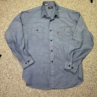 Vintage Levis 1970’s Orange Tab Made In The USA Chambray Button Down Shirt XL • $49.99