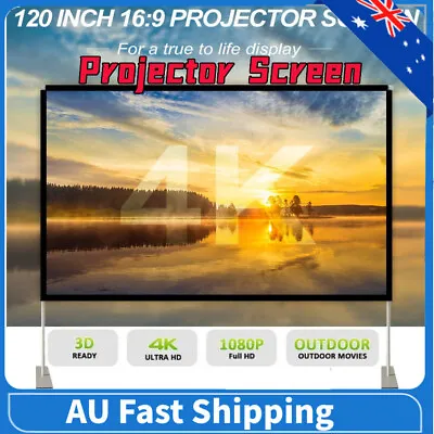 $73.22 • Buy 120 Foldable Projector Screen Portable Outdoor Home Movie Cinema 16:9 HD W/Stand