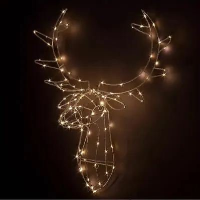 £34.95 • Buy Stags Head LED Christmas Reindeer Illuminated In Or Outside 120 W/White 70cm 
