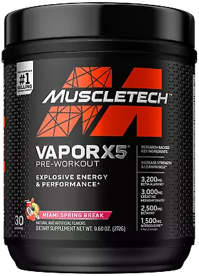 Muscletech Vapor X5 Pre-Workout Powder Explosive Energy 9.6 Oz 30 Servings • $19.97