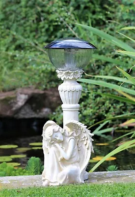 Garden Ornament Solar Fairy Angel Cherub Statue Pond Lantern Decoration 42cm  • £21.25