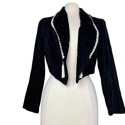 My Michelle Velvet Bolero Jacket Black Women’s Sz Medium Victorian Tassel Lace • $25.99