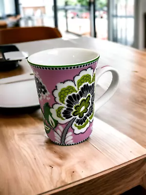 Vera Bradley Coffee Mug Pink Green Black White Tea Floral NO LID Collectible • $6