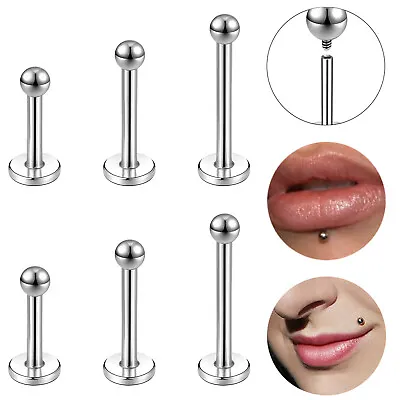 2 Pcs/Set Stainless Steel Labret Lip Ring 18g/16g Cartilage Earring Lip Piercing • $9.22