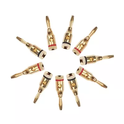  5 Pairs Of 4mm 24K Gold Plated Open Screw Type Banana Plug Connectors For • £6.85