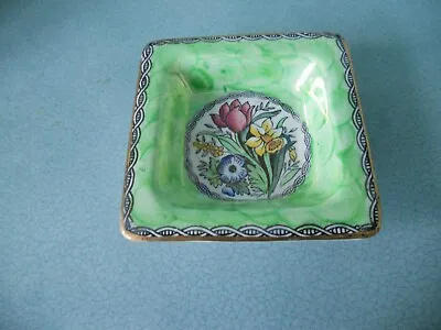 Vintage 1950's Maling Lustre Ware Small Square Trinket Dish - Springtime • £8.95