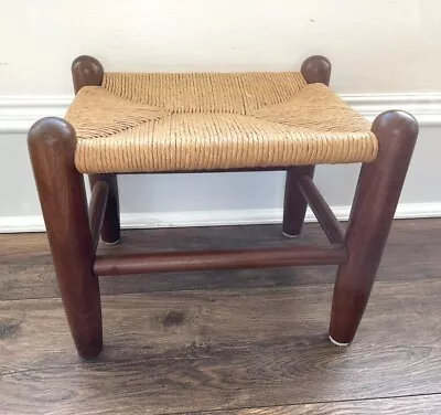 Handmade Rope Rush Twine Seat Oak Foot Stool. Arts And Crafts • $75