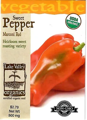 Pepper Marconi Red Organic Vegetable Seeds NON-GMO - Lake Valley  12/24 • $2.95