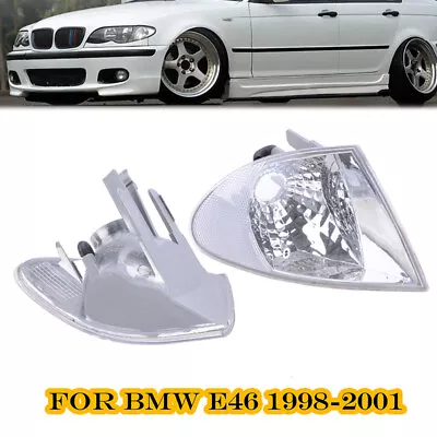 2pcs Clear Corner Parking Signal Lights For 1999-2001 BMW E46 3-Series Sedan • $31.99