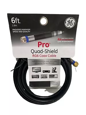 Jasco 6' Pro Quad-Shield RG6 Coax Cable  Part# 33528 • $9.95