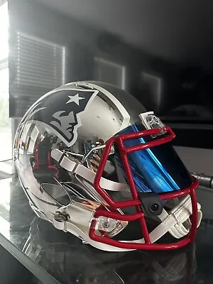 $219 • Buy RARE Custom Blue Chrome Visor Full Size Football Helmet New England Patriots #12