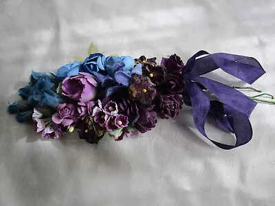Vintage Millinery Flowers BOUQUET Nosegay Velvet Silk Purple Forget-Me-Not • $23