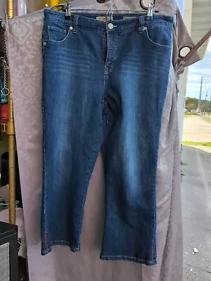 Nine West Vintage America Distressed Boho Jeans Size 14P/32 34x24 • $12.75