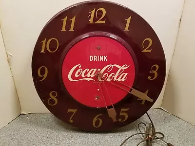 Vintage 1950's Drink Coca Cola Round Metal Advertising Clock Not Working • $119.99