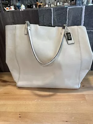 COACH Madison North/South Tote Carryall Bag Saffiano Leather Parchment Beige • $39.99