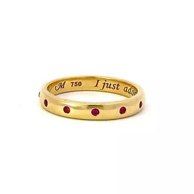 Monica Rich Kosann  I Just Adore You  18k Yellow Gold Ruby Poesy Eternity Ring • $639.20