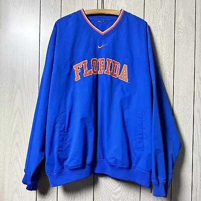 Vtg Nike Florida Gators V-Neck Pullover Jacket XXL Football Y2K 90s Blue • $24.50